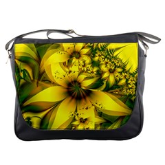 Beautiful Yellow-green Meadow Of Daffodil Flowers Messenger Bags by jayaprime