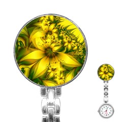 Beautiful Yellow-green Meadow Of Daffodil Flowers Stainless Steel Nurses Watch by jayaprime