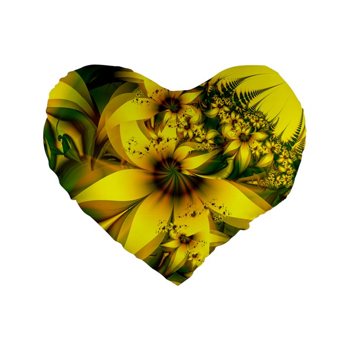 Beautiful Yellow-Green Meadow of Daffodil Flowers Standard 16  Premium Flano Heart Shape Cushions