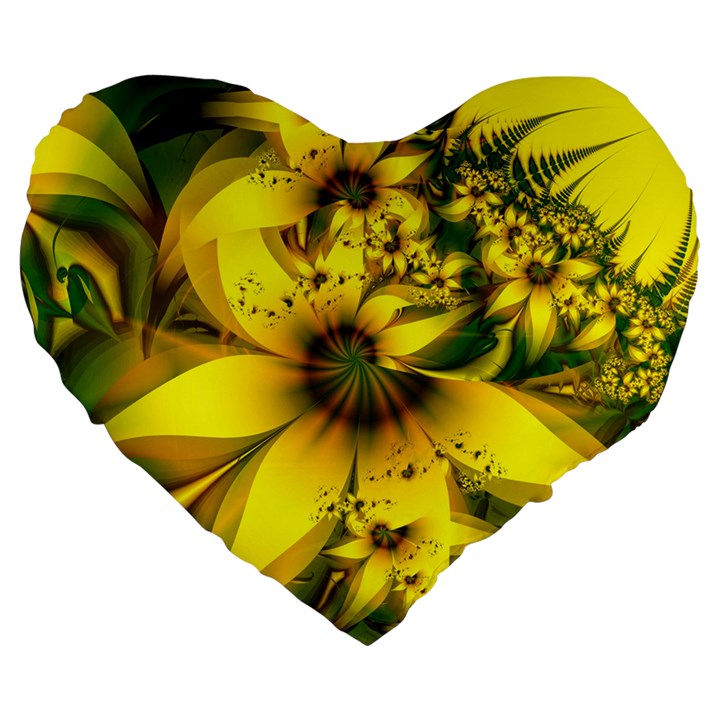 Beautiful Yellow-Green Meadow of Daffodil Flowers Large 19  Premium Flano Heart Shape Cushions