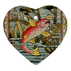 Fish Underwater Cubism Mosaic Ornament (heart) by Celenk