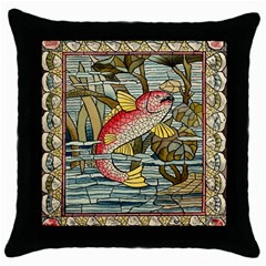 Fish Underwater Cubism Mosaic Throw Pillow Case (black) by Celenk