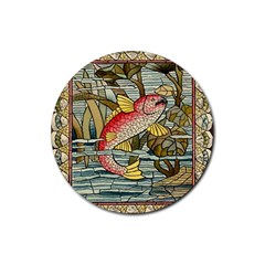 Fish Underwater Cubism Mosaic Rubber Coaster (round)  by Celenk