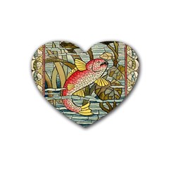 Fish Underwater Cubism Mosaic Heart Coaster (4 Pack)  by Celenk