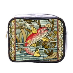 Fish Underwater Cubism Mosaic Mini Toiletries Bags by Celenk