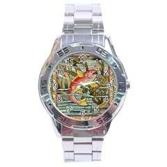 Fish Underwater Cubism Mosaic Stainless Steel Analogue Watch by Celenk