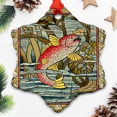 Fish Underwater Cubism Mosaic Snowflake Ornament (two Sides) by Celenk