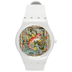 Fish Underwater Cubism Mosaic Round Plastic Sport Watch (m) by Celenk