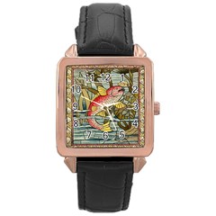 Fish Underwater Cubism Mosaic Rose Gold Leather Watch  by Celenk