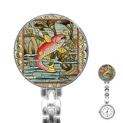 Fish Underwater Cubism Mosaic Stainless Steel Nurses Watch by Celenk