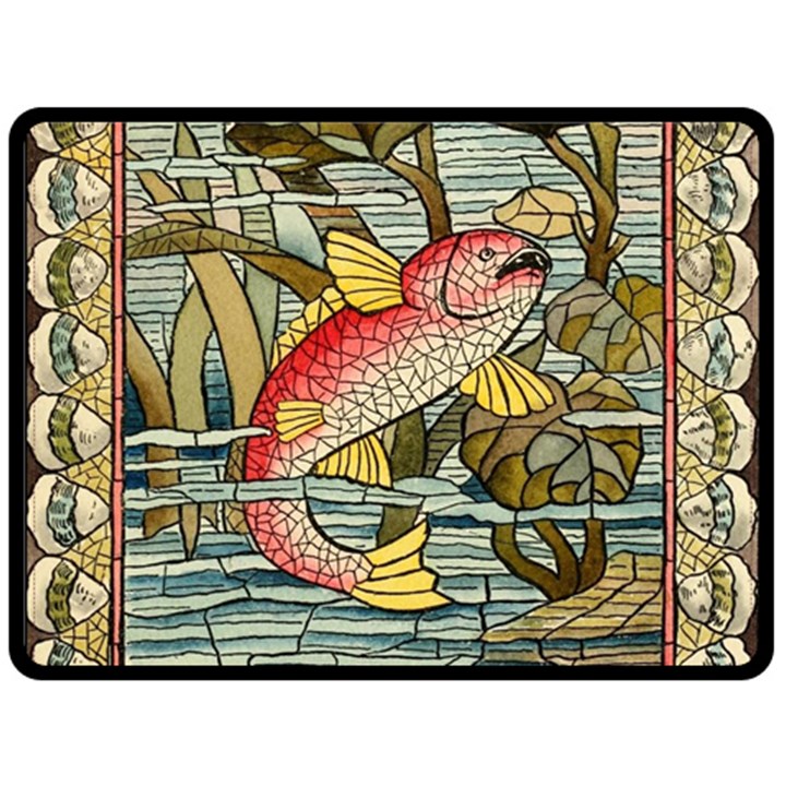 Fish Underwater Cubism Mosaic Double Sided Fleece Blanket (Large) 