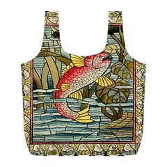 Fish Underwater Cubism Mosaic Full Print Recycle Bags (l)  by Celenk