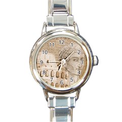 Colosseum Rome Caesar Background Round Italian Charm Watch by Celenk