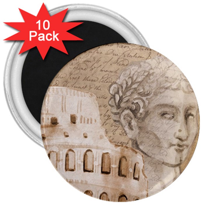 Colosseum Rome Caesar Background 3  Magnets (10 pack) 