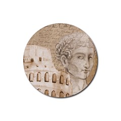 Colosseum Rome Caesar Background Rubber Coaster (round)  by Celenk