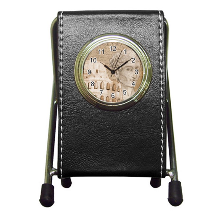 Colosseum Rome Caesar Background Pen Holder Desk Clocks