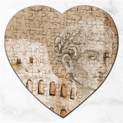 Colosseum Rome Caesar Background Jigsaw Puzzle (Heart)