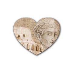 Colosseum Rome Caesar Background Rubber Coaster (heart)  by Celenk