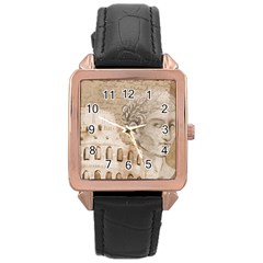 Colosseum Rome Caesar Background Rose Gold Leather Watch  by Celenk