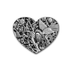 Black And White Pattern Texture Heart Coaster (4 Pack) 