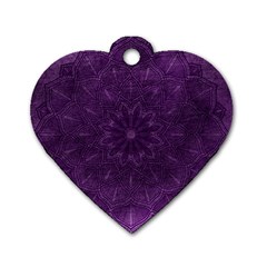 Background Purple Mandala Lilac Dog Tag Heart (one Side)