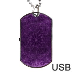 Background Purple Mandala Lilac Dog Tag Usb Flash (one Side) by Celenk