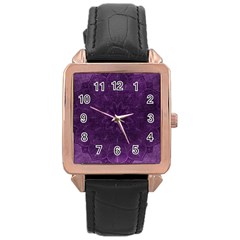 Background Purple Mandala Lilac Rose Gold Leather Watch  by Celenk