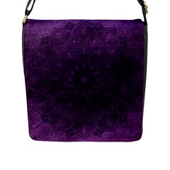 Background Purple Mandala Lilac Flap Messenger Bag (l) 