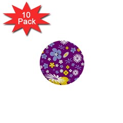 Floral Flowers 1  Mini Buttons (10 Pack)  by Celenk