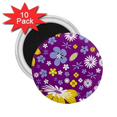 Floral Flowers 2 25  Magnets (10 Pack)  by Celenk