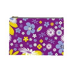 Floral Flowers Cosmetic Bag (large)  by Celenk