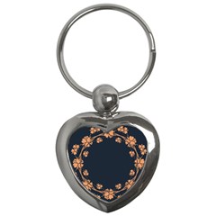 Floral Vintage Royal Frame Pattern Key Chains (heart)  by Celenk