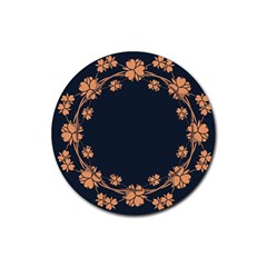 Floral Vintage Royal Frame Pattern Rubber Round Coaster (4 Pack)  by Celenk