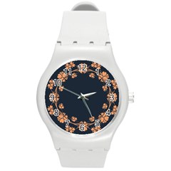 Floral Vintage Royal Frame Pattern Round Plastic Sport Watch (m) by Celenk