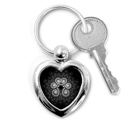 Fractal Filigree Lace Vintage Key Chains (heart)  by Celenk