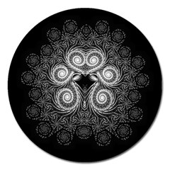 Fractal Filigree Lace Vintage Magnet 5  (round) by Celenk