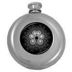 Fractal Filigree Lace Vintage Round Hip Flask (5 oz) Front