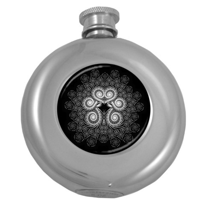 Fractal Filigree Lace Vintage Round Hip Flask (5 oz)