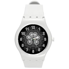 Fractal Filigree Lace Vintage Round Plastic Sport Watch (m) by Celenk