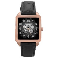 Fractal Filigree Lace Vintage Rose Gold Leather Watch  by Celenk