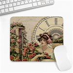 French Vintage Girl Roses Clock Large Mousepads Front