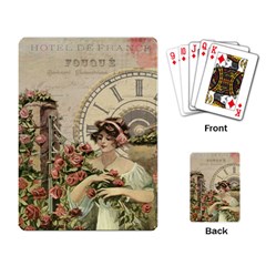 French Vintage Girl Roses Clock Playing Card by Celenk