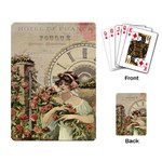 French Vintage Girl Roses Clock Playing Card Back