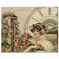 French Vintage Girl Roses Clock Mini Button Earrings by Celenk