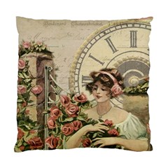 French Vintage Girl Roses Clock Standard Cushion Case (two Sides) by Celenk