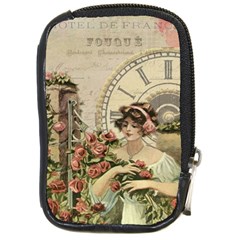 French Vintage Girl Roses Clock Compact Camera Cases by Celenk