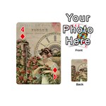 French Vintage Girl Roses Clock Playing Cards 54 (Mini)  Front - Diamond4