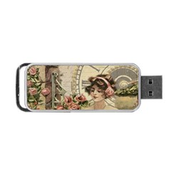 French Vintage Girl Roses Clock Portable Usb Flash (one Side) by Celenk