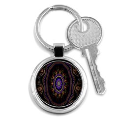 Fractal Vintage Colorful Decorative Key Chains (round)  by Celenk