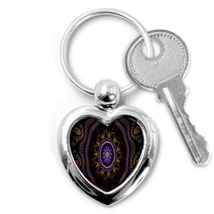 Fractal Vintage Colorful Decorative Key Chains (heart)  by Celenk